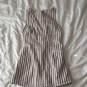 Princess Polly Striped Dress - Brown and White